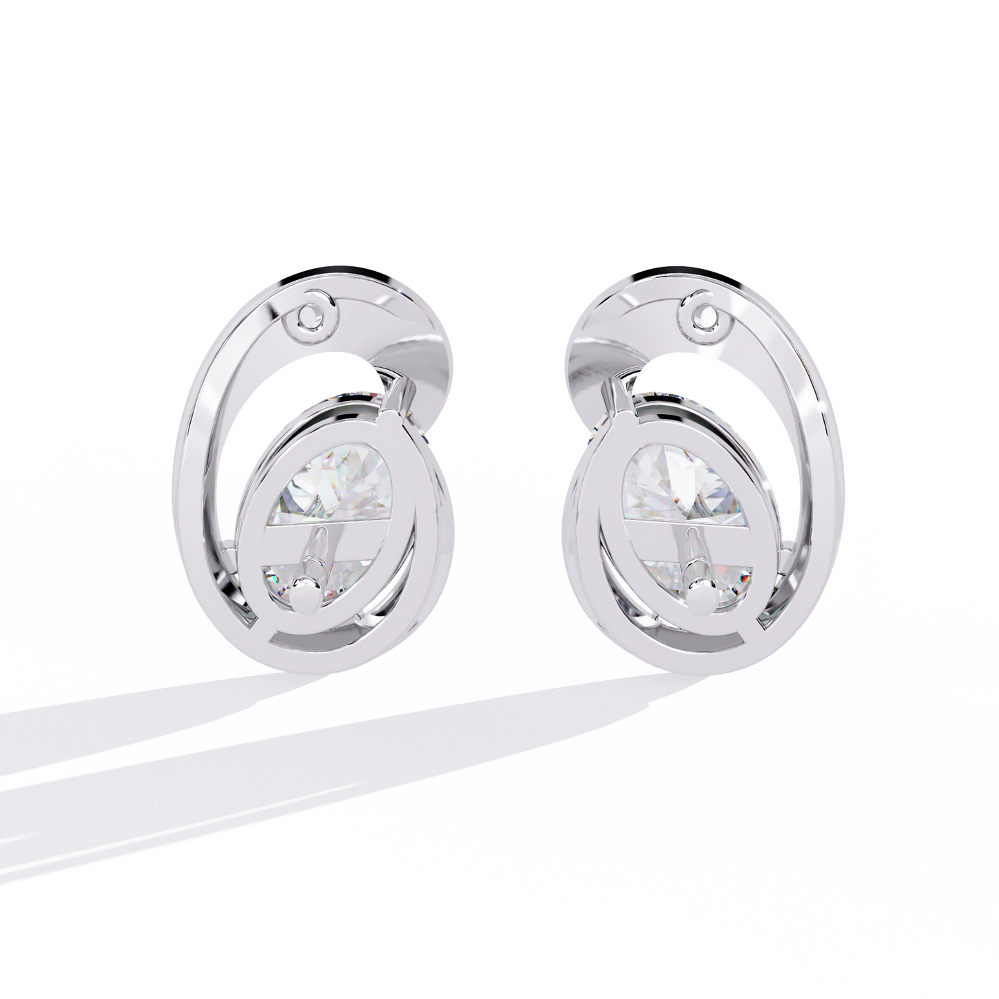 18K White Gold Lab Grown Diamond Solitaire Stud Earrings 1.30 ctw DAE-138