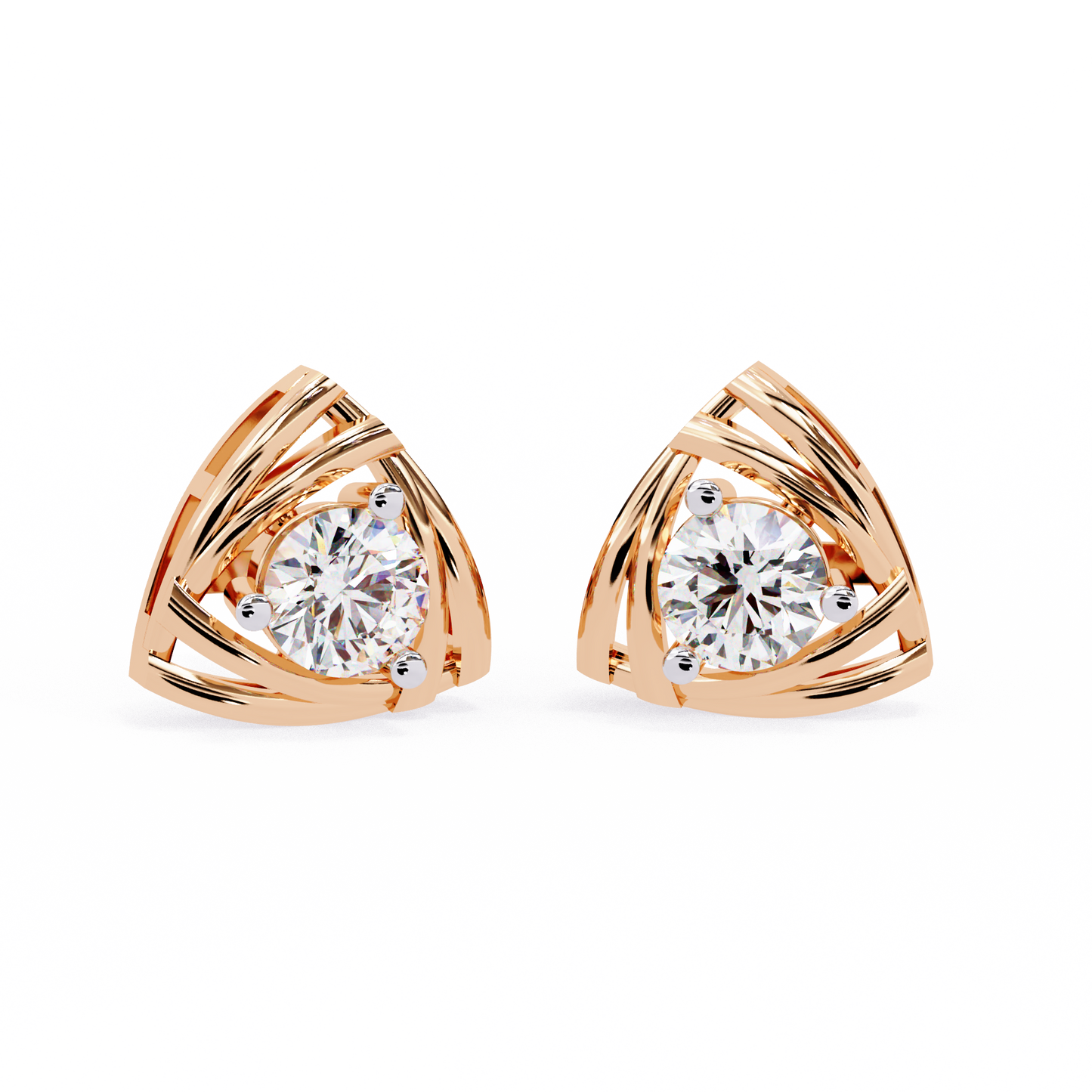 10K Rose Gold Lab Grown Diamond Solitaire Stud Earrings 0.64 ctw DAE-137