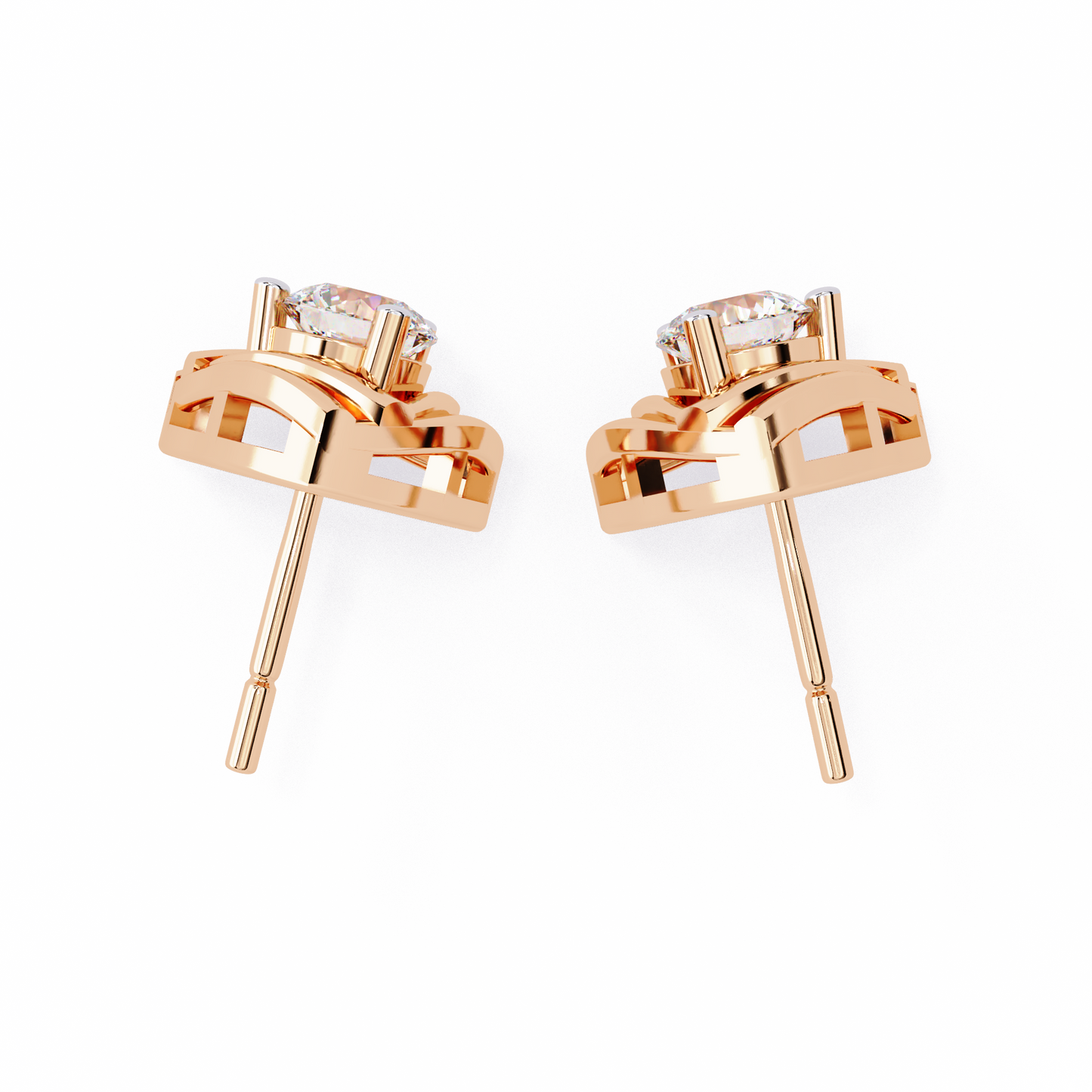 10K Rose Gold Lab Grown Diamond Solitaire Stud Earrings 0.64 ctw DAE-137