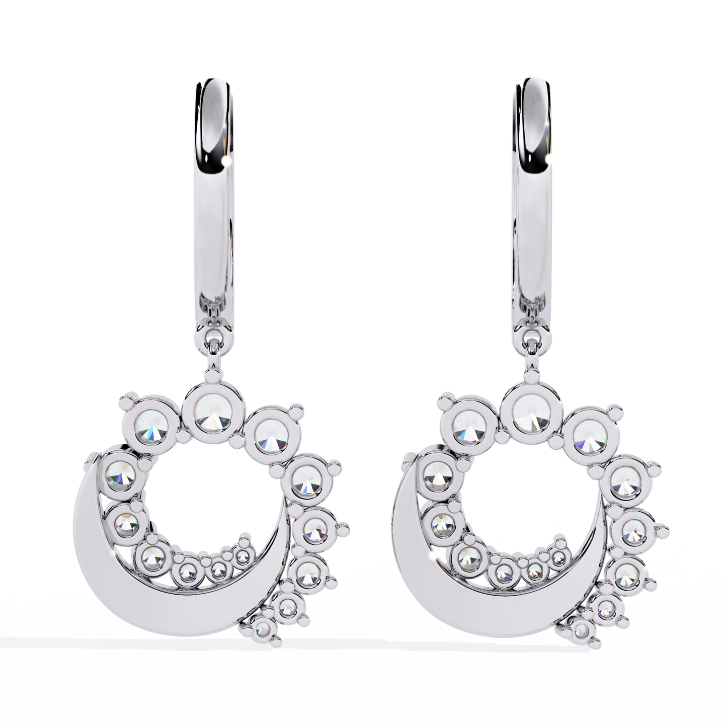 10K White Gold Lab Grown Diamond Hoop Drop Earrings 1.00 ctw DAE-151