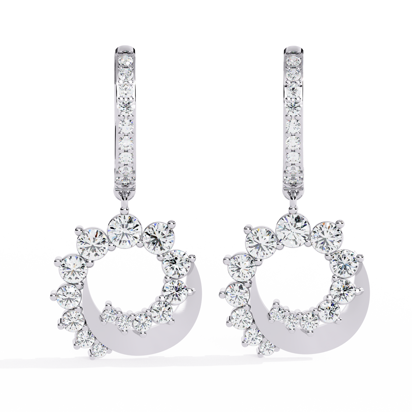 10K White Gold Lab Grown Diamond Hoop Drop Earrings 1.00 ctw DAE-151