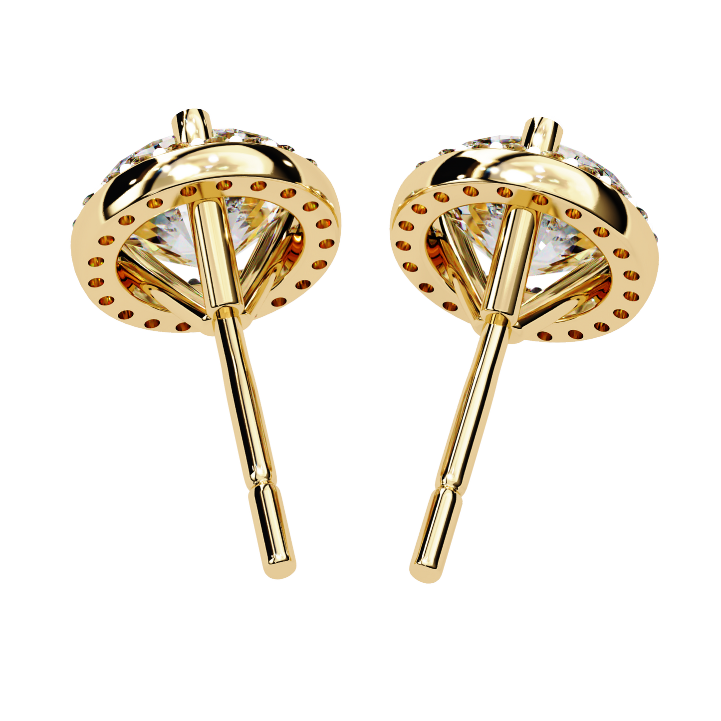 14K Yellow Gold Lab Grown Diamond Halo Earrings 1.95 ctw DAE-141