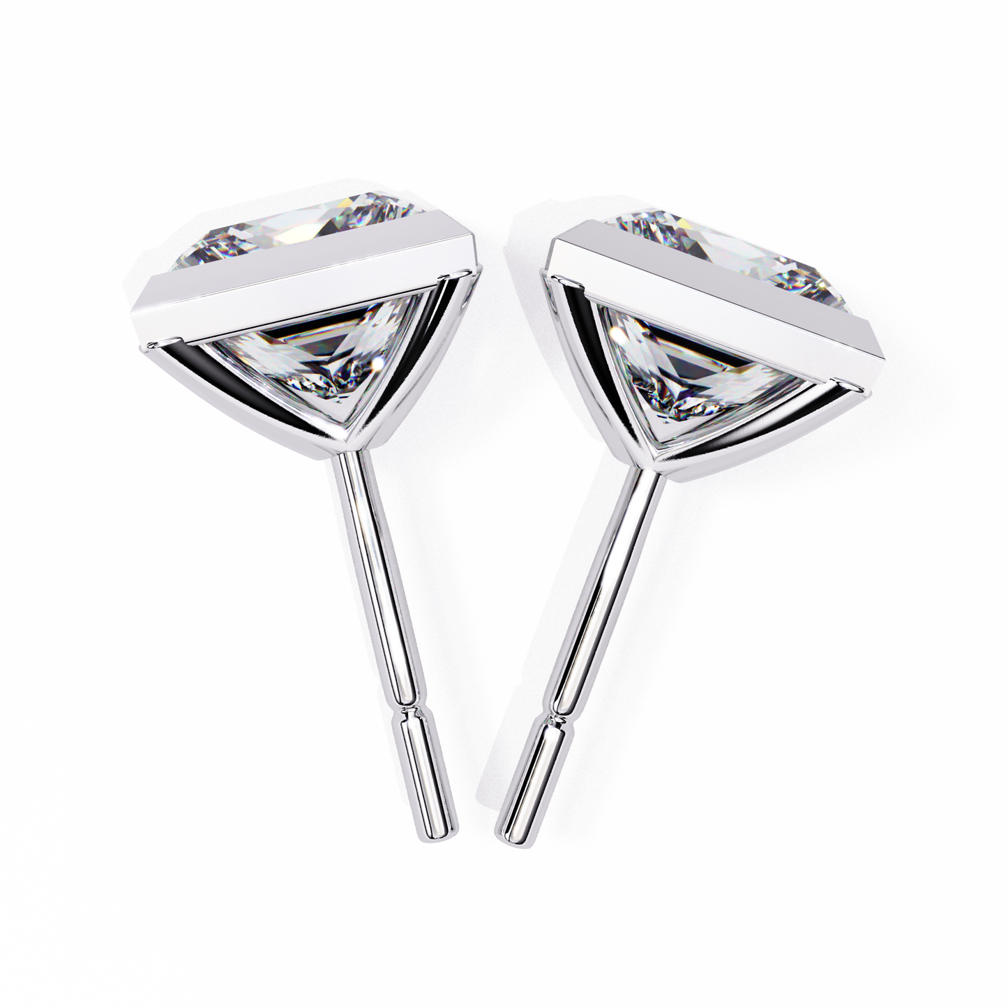 14K White Gold Lab Grown Diamond Solitaire Stud Earrings 1.75 ctw DAE-127