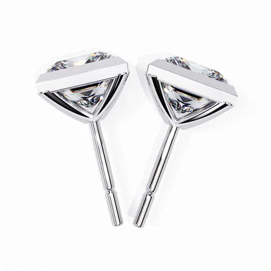 10K White Gold Lab Grown Diamond Solitaire Stud Earrings 1.75 ctw DAE-127