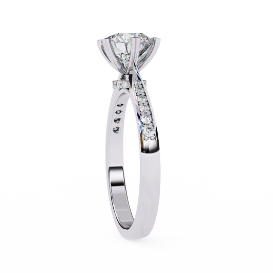 10K White Gold Lab Grown Diamond Side Stone Solitaire Engagement Ring 1.43 ctw DAR-102