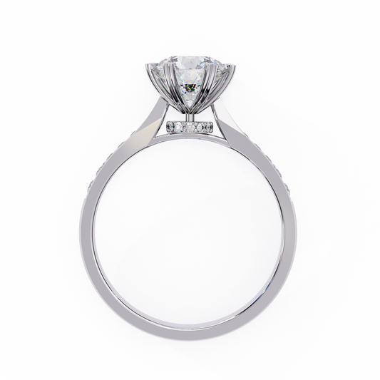 14K White Gold Lab Grown Diamond Side Stone Solitaire Engagement Ring 1.43 ctw DAR-102