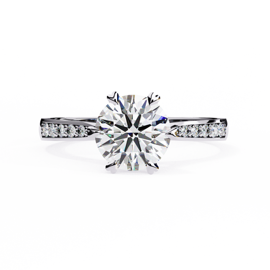 18K White Gold Lab Grown Diamond Side Stone Solitaire Engagement Ring 1.43 ctw DAR-102