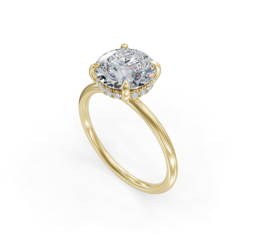 18K Yellow Gold Lab Grown Diamond Halo Engagement Ring 1.98 ctw DAR-100