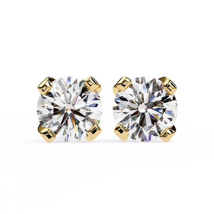 18K Yellow Gold Lab Grown Diamond Solitaire Stud Earrings 2.50 ctw DAE-135