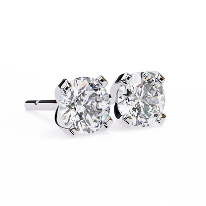 18K White Gold Lab Grown Diamond Solitaire Stud Earrings 2.50 ctw DAE-135
