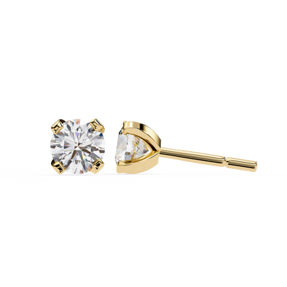 18K Yellow Gold Lab Grown Diamond Solitaire Stud Earrings 2.50 ctw DAE-135