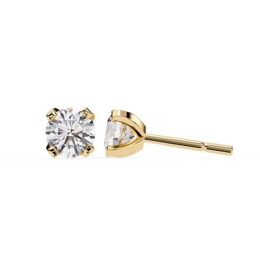 18K Yellow Gold Lab Grown Diamond Solitaire Stud Earrings 2.50 ctw DAE-135