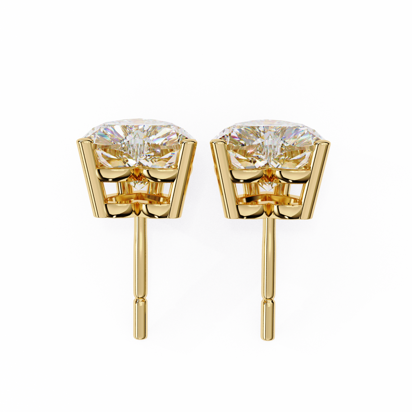 18K Yellow Gold Lab Grown Diamond Solitaire Stud Earrings 2.40 ctw DAE-136