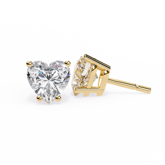 18K Yellow Gold Lab Grown Diamond Solitaire Stud Earrings 2.40 ctw DAE-136