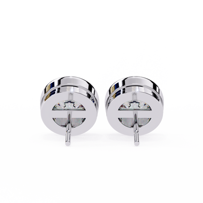 18K White Gold Lab Grown Diamond Solitaire Stud Earrings 2.50 ctw DAE-134