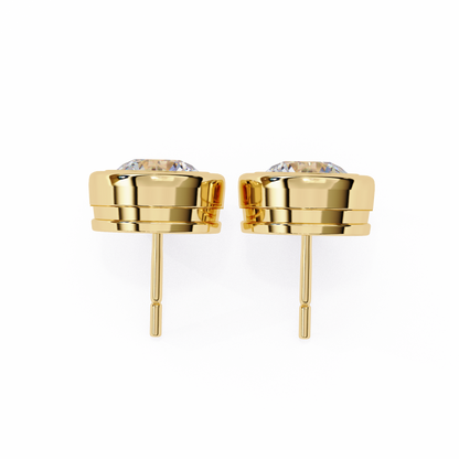 18K Yellow Gold Lab Grown Diamond Solitaire Stud Earrings 2.50 ctw DAE-134