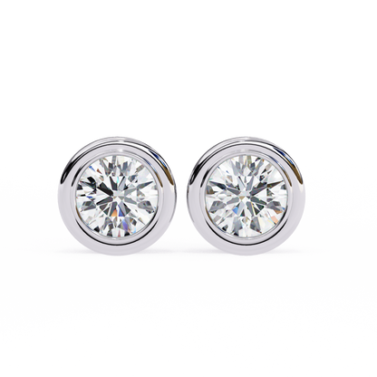 18K White Gold Lab Grown Diamond Solitaire Stud Earrings 2.50 ctw DAE-134