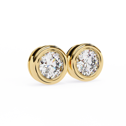 18K Yellow Gold Lab Grown Diamond Solitaire Stud Earrings 2.50 ctw DAE-134