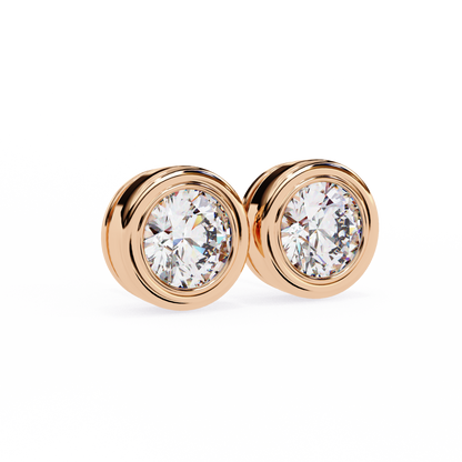 10K Rose Gold Lab Grown Diamond Solitaire Stud Earrings 2.50 ctw DAE-134