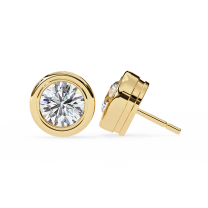18K Yellow Gold Lab Grown Diamond Solitaire Stud Earrings 2.50 ctw DAE-134