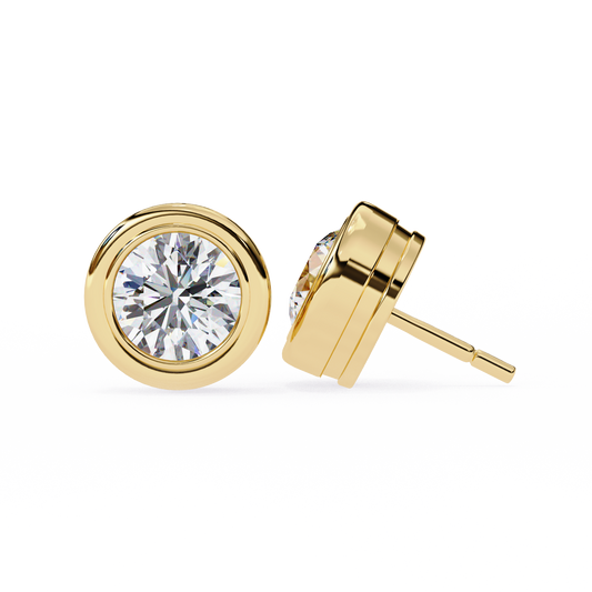 18K Yellow Gold Lab Grown Diamond Solitaire Stud Earrings 2.50 ctw DAE-134