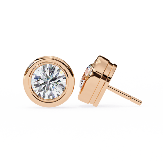 10K Rose Gold Lab Grown Diamond Solitaire Stud Earrings 2.50 ctw DAE-134