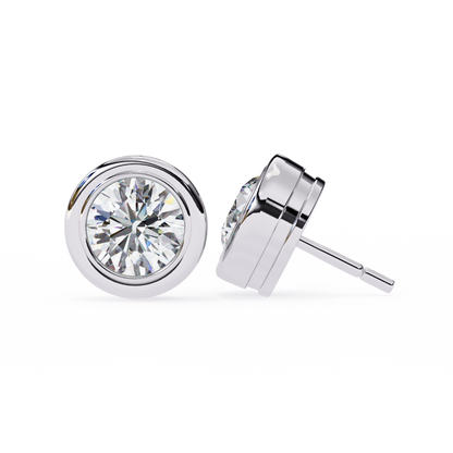 18K White Gold Lab Grown Diamond Solitaire Stud Earrings 2.50 ctw DAE-134