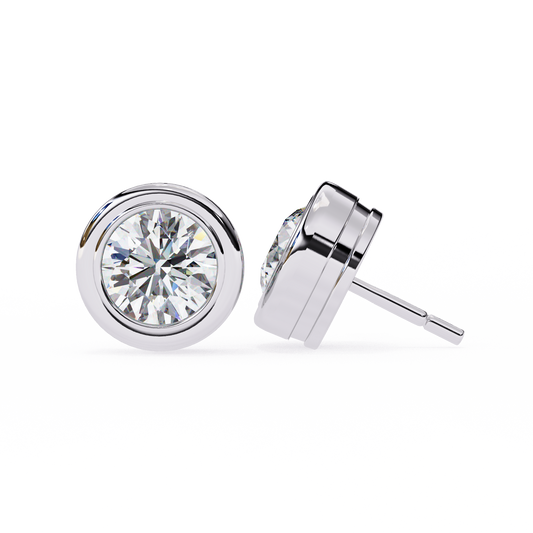18K White Gold Lab Grown Diamond Solitaire Stud Earrings 2.50 ctw DAE-134