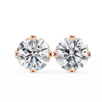 18K Rose Gold Lab Grown Diamond Solitaire Stud Earrings 2.50 ctw DAE-133