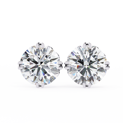 18K White Gold Lab Grown Diamond Solitaire Stud Earrings 2.50 ctw DAE-133