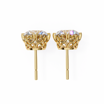 18K Yellow Gold Lab Grown Diamond Solitaire Stud Earrings 2.50 ctw DAE-133