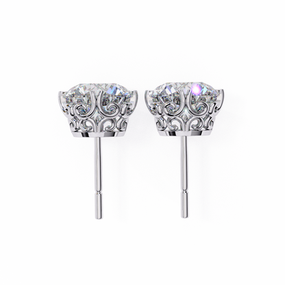 18K White Gold Lab Grown Diamond Solitaire Stud Earrings 2.50 ctw DAE-133