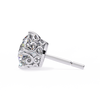 18K White Gold Lab Grown Diamond Solitaire Stud Earrings 2.50 ctw DAE-133