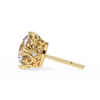 18K Yellow Gold Lab Grown Diamond Solitaire Stud Earrings 2.50 ctw DAE-133