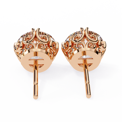 18K Rose Gold Lab Grown Diamond Solitaire Stud Earrings 2.50 ctw DAE-133