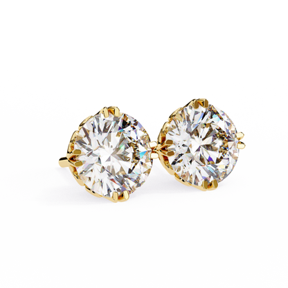 18K Yellow Gold Lab Grown Diamond Solitaire Stud Earrings 2.50 ctw DAE-133