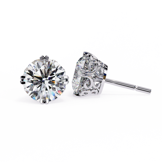 18K White Gold Lab Grown Diamond Solitaire Stud Earrings 2.50 ctw DAE-133