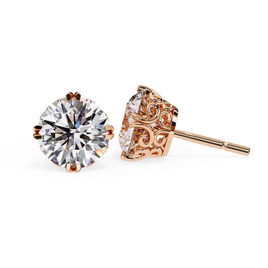 10K Rose Gold Lab Grown Diamond Solitaire Stud Earrings 2.50 ctw DAE-133