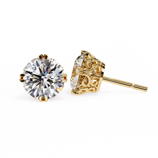 18K Yellow Gold Lab Grown Diamond Solitaire Stud Earrings 2.50 ctw DAE-133