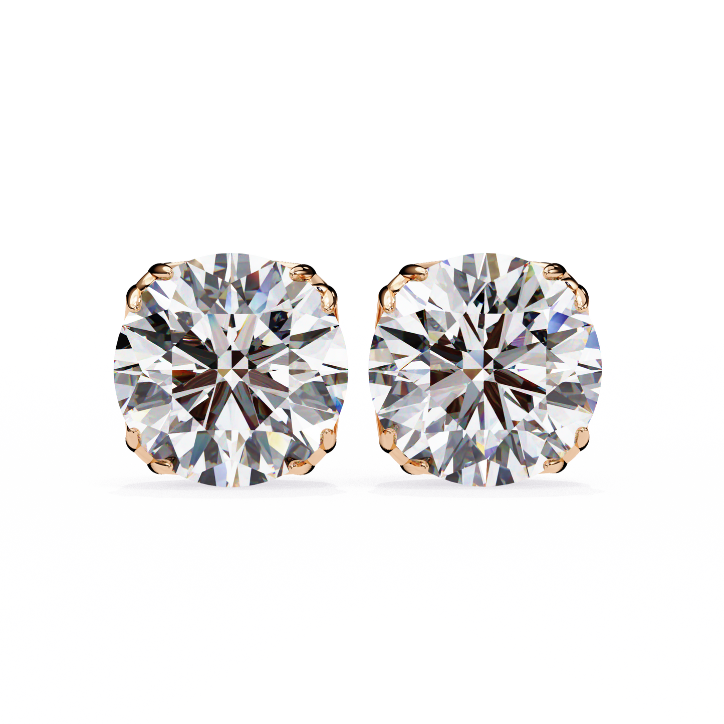 10K Rose Gold Lab Grown Diamond Solitaire Stud Earrings 2.50 ctw DAE-131