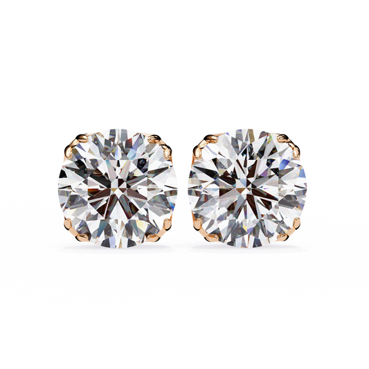 18K Rose Gold Lab Grown Diamond Solitaire Stud Earrings 2.50 ctw DAE-131