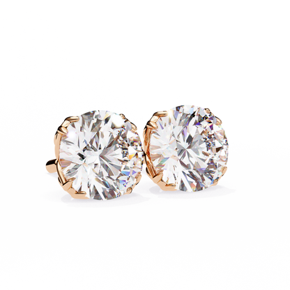 10K Rose Gold Lab Grown Diamond Solitaire Stud Earrings 2.50 ctw DAE-131