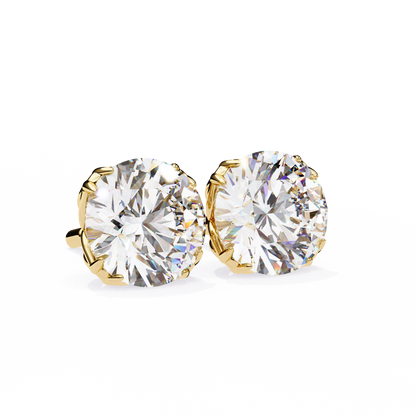 18K Yellow Gold Lab Grown Diamond Solitaire Stud Earrings 2.50 ctw DAE-131