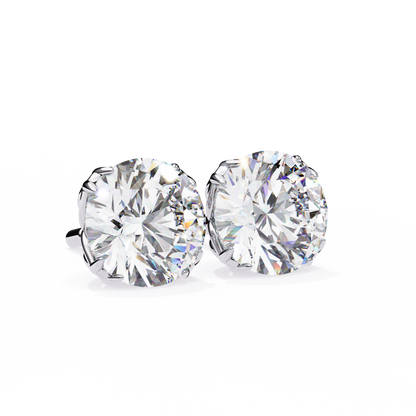 14K White Gold Lab Grown Diamond Solitaire Stud Earrings 2.50 ctw DAE-131