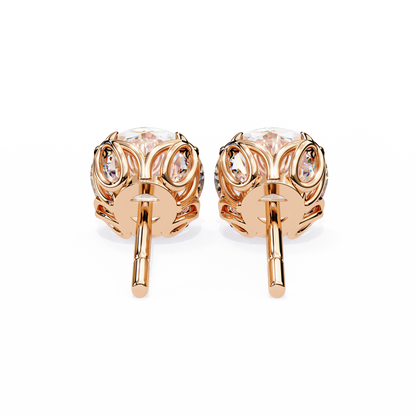 10K Rose Gold Lab Grown Diamond Solitaire Stud Earrings 2.50 ctw DAE-131