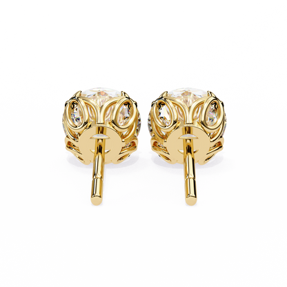 18K Yellow Gold Lab Grown Diamond Solitaire Stud Earrings 2.50 ctw DAE-131