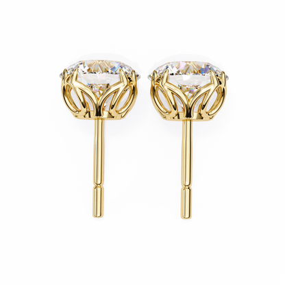 18K Yellow Gold Lab Grown Diamond Solitaire Stud Earrings 2.50 ctw DAE-131