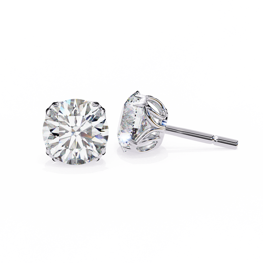 18K White Gold Lab Grown Diamond Solitaire Stud Earrings 2.50 ctw DAE-131