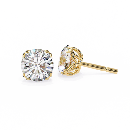 18K Yellow Gold Lab Grown Diamond Solitaire Stud Earrings 2.50 ctw DAE-131