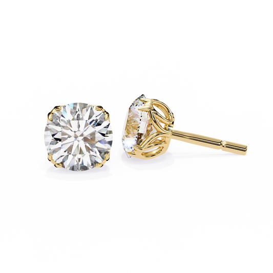 18K Yellow Gold Lab Grown Diamond Solitaire Stud Earrings 2.50 ctw DAE-131